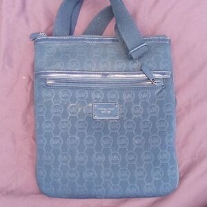 Michael Kors Blue MK Logo Messenger Bag